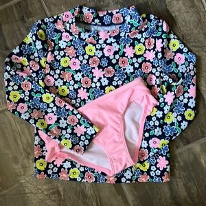 Toddler Girl Long Sleeve Rash Guard and Bottoms